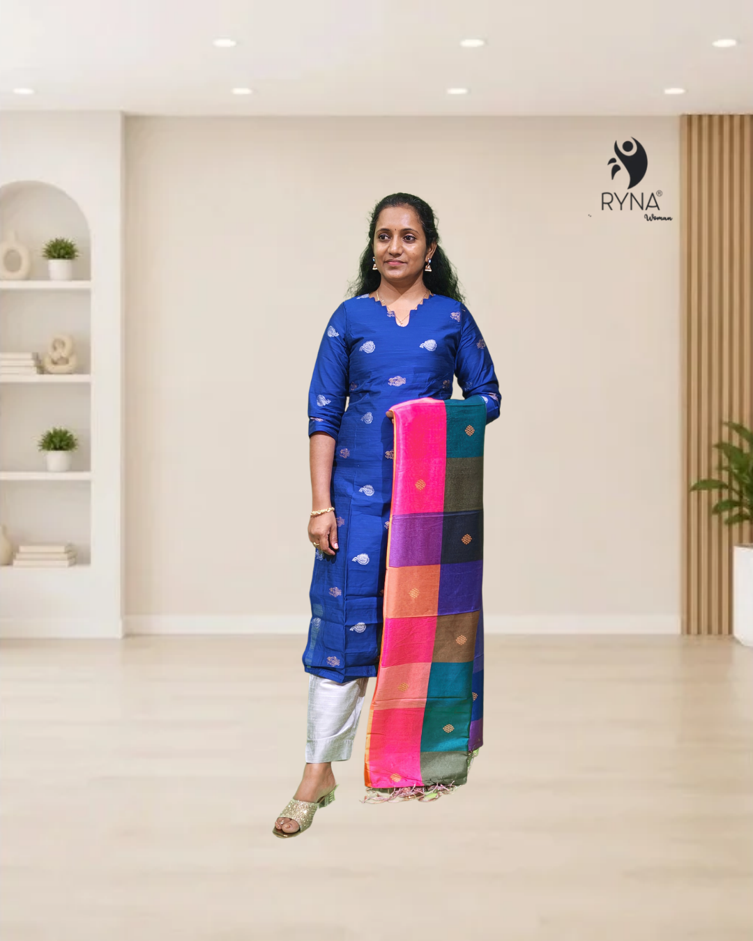 3 Pcs Rawsilk Kurti Set