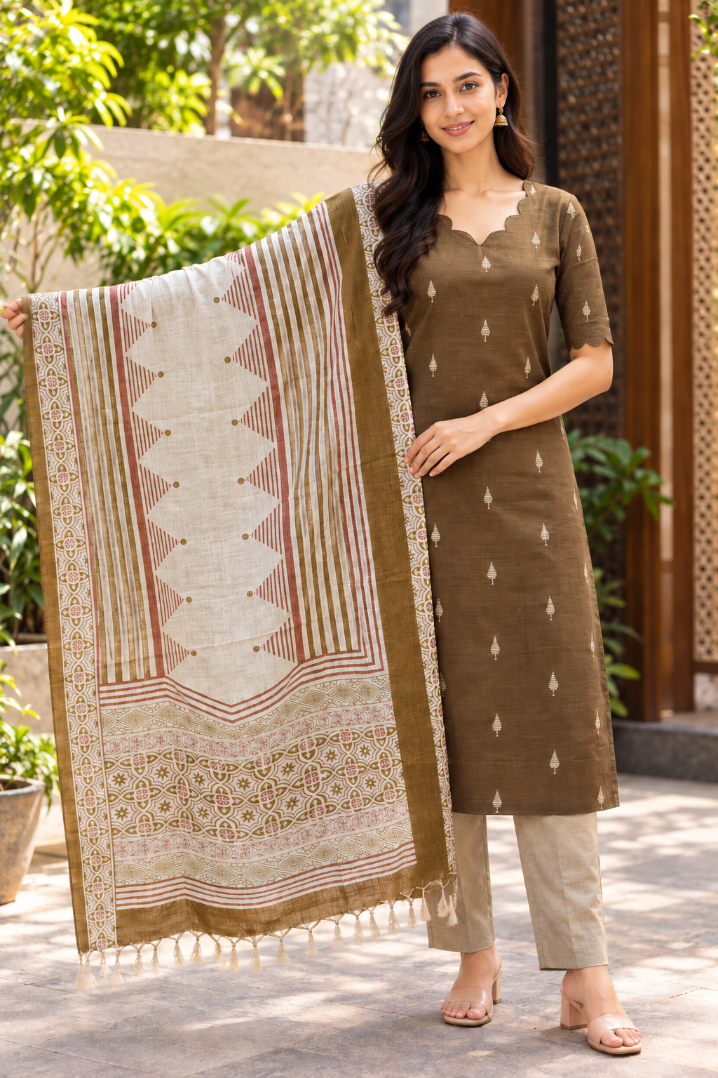 3 Pcs Rawsilk Kurti Set