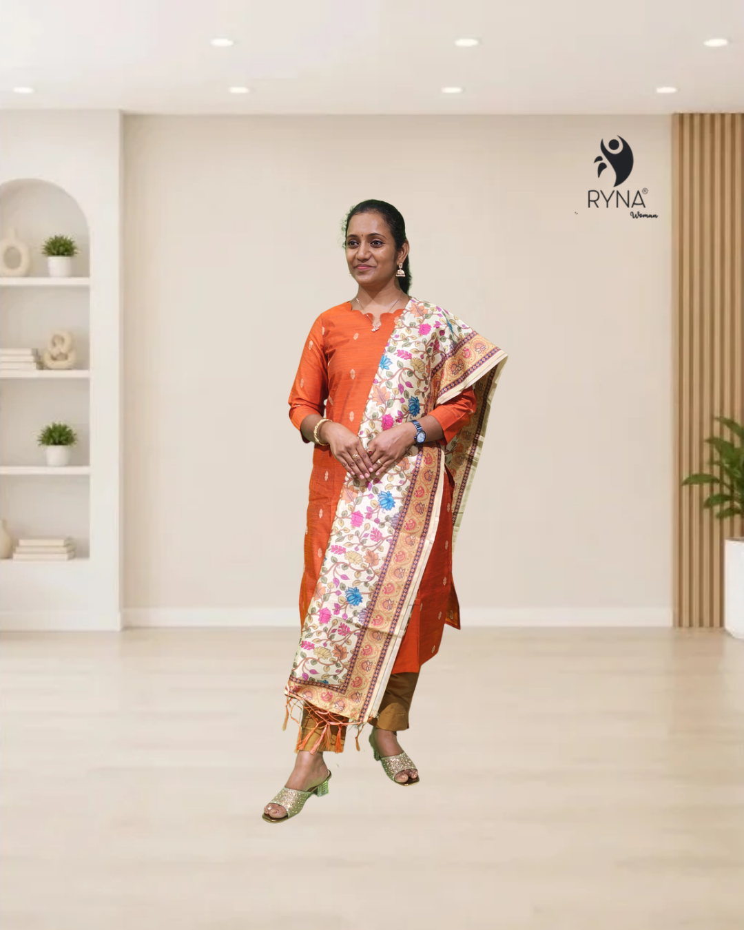 3 Pcs Rawsilk Kurti Set