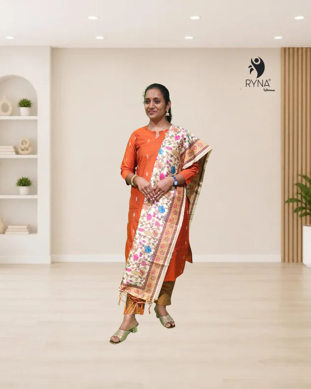 3 Pcs Rawsilk Kurti Set