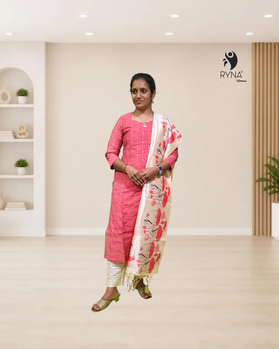 3 Pcs Rawsilk Kurti Set