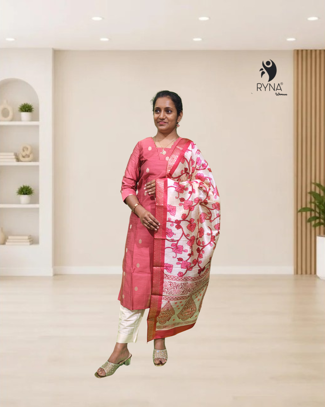 3 Pcs Rawsilk Kurti Set